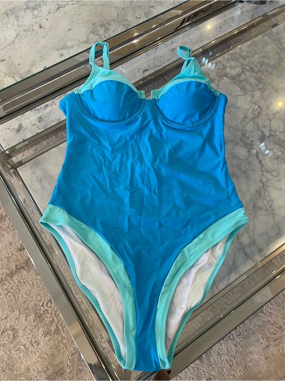 POPVIL Women's One-Piece Swimsuit in Aqua Blue